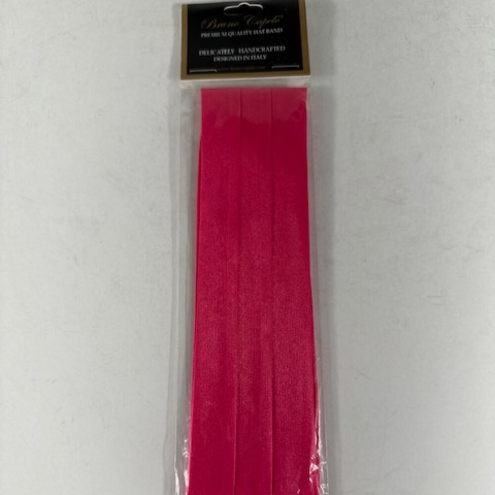 Bruno Capelo Men's Fuchsia Pink 3 Pleat Hat Band Premium 2 End Hooks 100% Satin